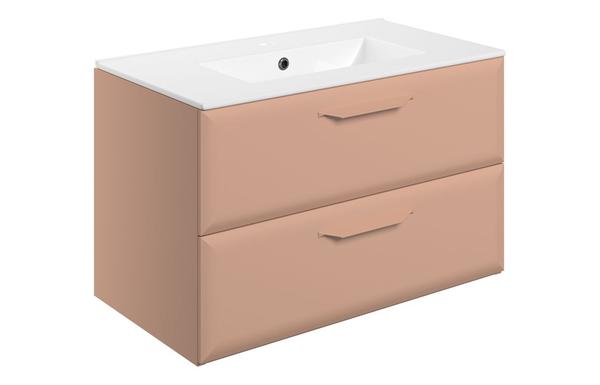 Stafford 815mm Wall Hung 2 Drawer Basin Unit w/1TH Basin - Matt Apricot